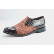 Wine Hornback Alligator Print Captoe Slip On Tuxedo Shoes